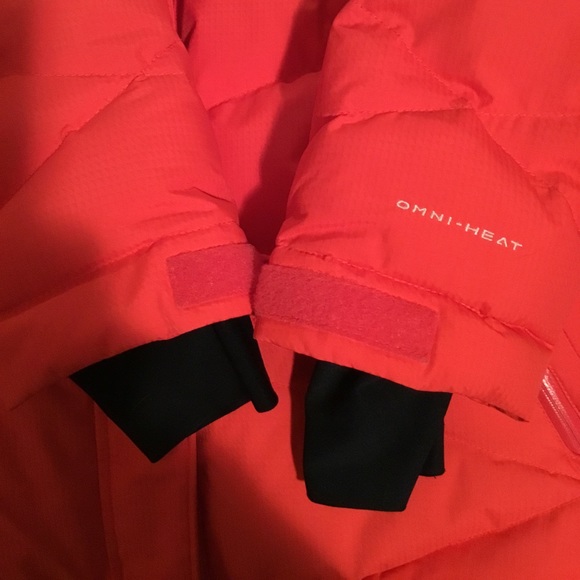 Red/Orange Columbia Down Jacket with Synthetic Fur Hood Trim - Picture 13 of 13